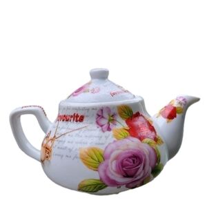 Alpine Cuisine Roses Favorite Tea Kettle Porcelain White Replacement Collectible